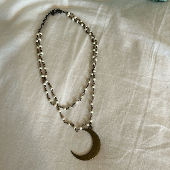 Jewelry - 🌙 Double Layered Beaded Crescent Moon Necklace 🌙